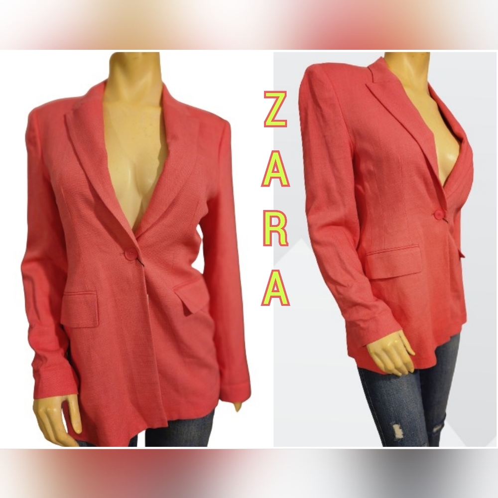 Zara Single Breasted Blazer Color Hot Pink Small NWT